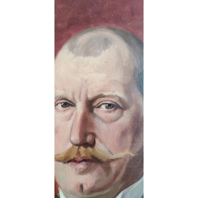 Jules Matthey, Portrait d'un notable à moustache, 1911, Oil on Canvas For Sale - Image 7 of 11