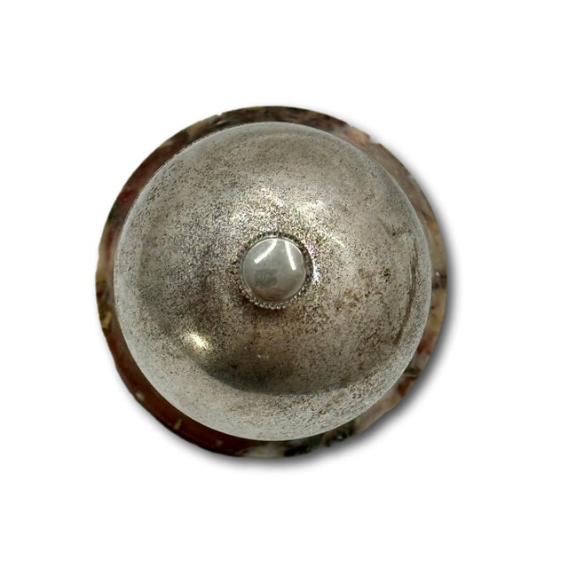 Silver Fine Antique Nickel Plated Bronze & Marble Front Desk Bell With Rotating Knob Old Telephone Style Ring Tone For Sale - Image 8 of 11
