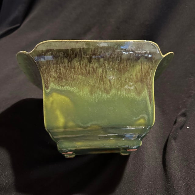 Vintage Drip Glaze Planter Rectangle Wide Rim 8x5" For Sale - Image 9 of 10