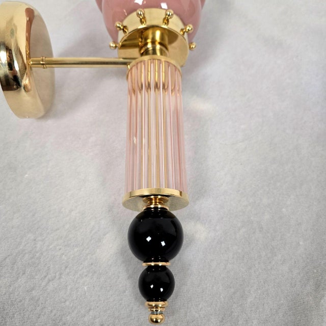 Pink 1990s Powder Pink Murano Glass Sconces - a Pair For Sale - Image 8 of 12