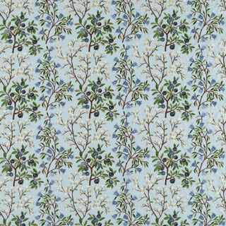 Sanderson Foraging Embroidery Fabric in Dawn Blue For Sale