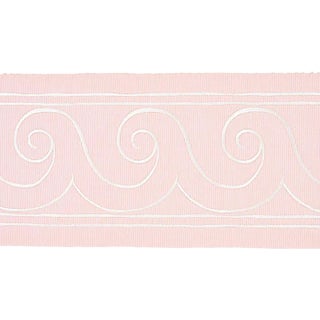 Schumacher X Miles Redd Greek Waves Trim in White on Blush For Sale