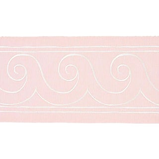 Schumacher X Miles Redd Greek Waves Trim in White on Blush For Sale