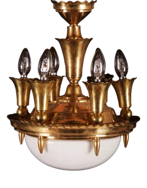 Art Deco Brass Chandelier, 1920s