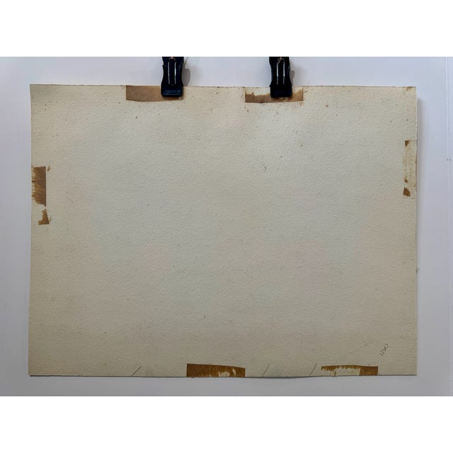 1940s Henry Emil Salloch Original Watercolor on Paper Beachside Estate, 1945. For Sale - Image 5 of 6