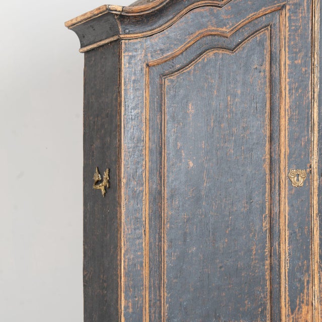 Late 18th Century Swedish Rococo Black Painted Pine Wedding Cabinet For Sale - Image 4 of 18