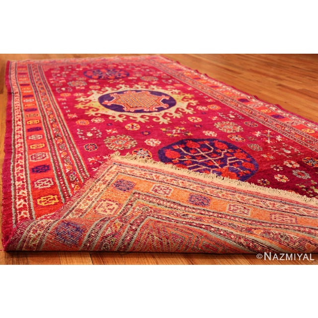 Nazmiyal Collection Vibrant Vintage Silk Pomegranate Khotan Rug For Sale - Image 11 of 13