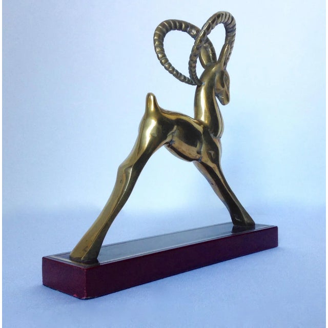 Mid-Century Brass Ram Bookend For Sale - Image 4 of 10