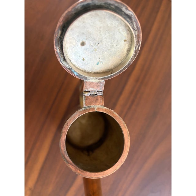 1960s Handcrafted Mid-Century Modern Copper Coffee Service Artisan Studio Brass & Wood Sculptural Design - Set of 3 For Sale - Image 9 of 18