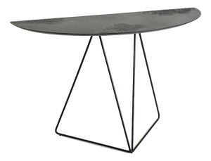 Stone Dark Brown Lama Semi-Ellipse 45120 Console Table in Steel by Disain1971