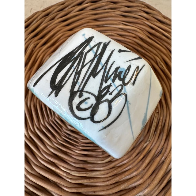 Vintage 1983 Signed Ceramic Postmodern Pop Art Vase For Sale - Image 11 of 17
