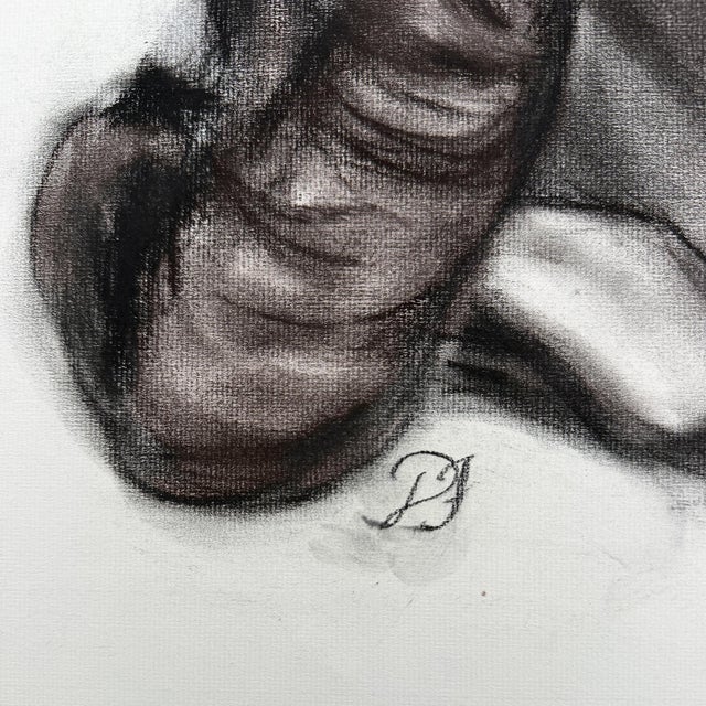 An original charcoal portrait drawing on paper by Oklahoma artist and commercial illustrator Donna Foreman Hopper, sourced...