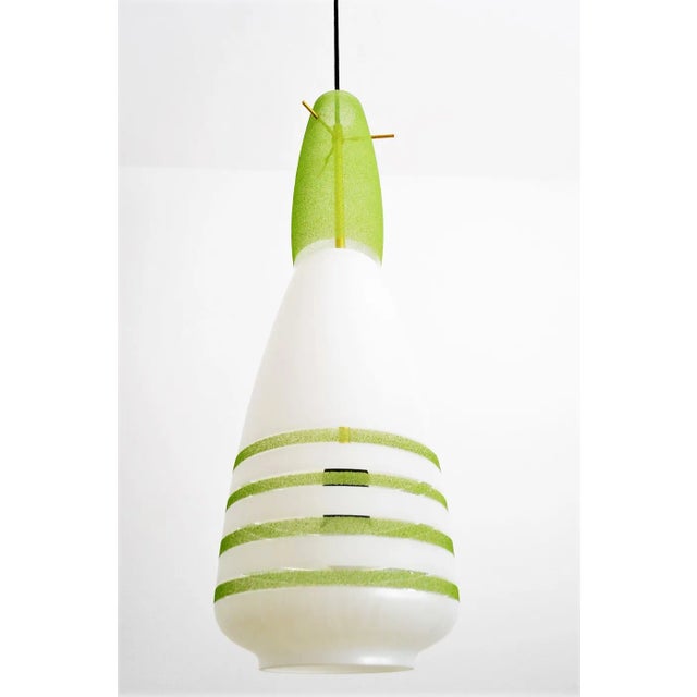 Mid-Century Modern Italian Green Glass Lamp with Brass, 1960s For Sale - Image 3 of 12