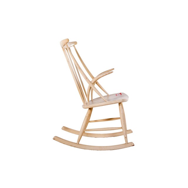 Mid-Century Danish Rocking Chair by Illum Wikkelsø, from the N.Eilersen factory, lacquered in white. Manufactured in the...