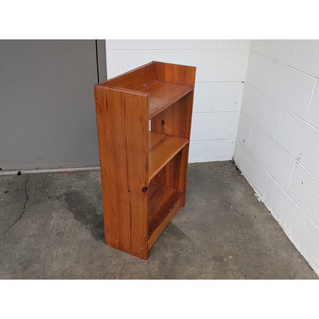Wood Small Vintage Handmade Solid Oak Bookshelf For Sale - Image 7 of 12