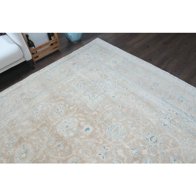 1970s Vintage Persian Handmade Wool Cotton Beige Area Rug For Sale In San Francisco - Image 6 of 11