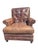 Traditional Distressed Leather Pottery Barn Chair and Ottoman For Sale - Image 3 of 9