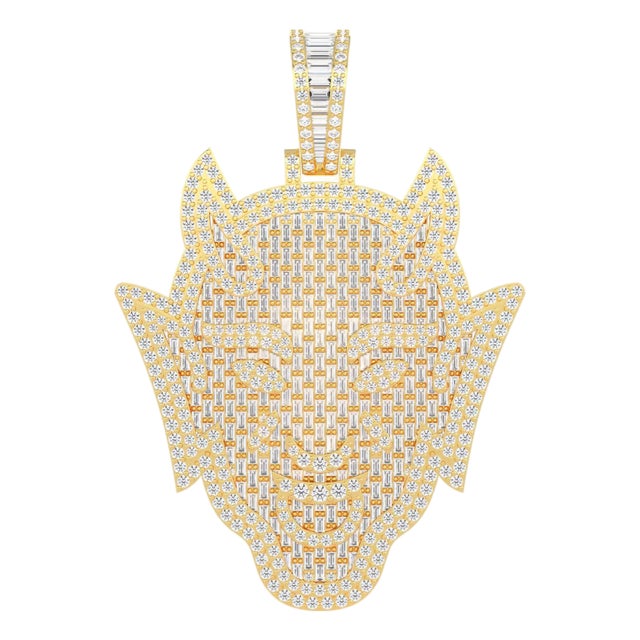 10K Yellow Gold Devil Pendant 4-1/2 Cttw For Sale