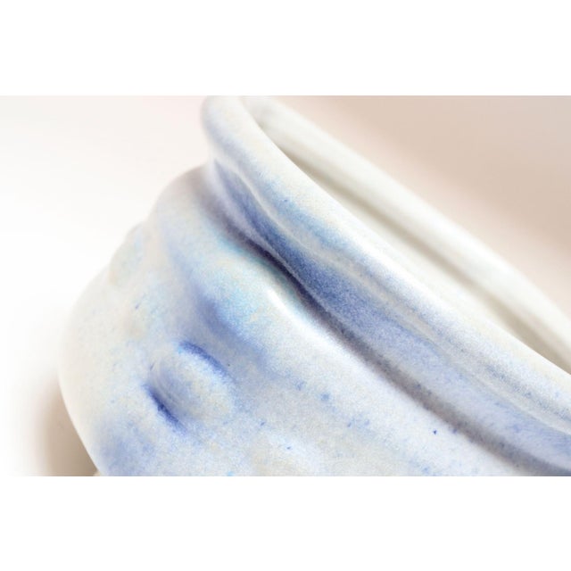 Vintage Cream and Blue Matte Glaze Studio Ceramic Planter by Deanna Nichols For Sale - Image 16 of 18
