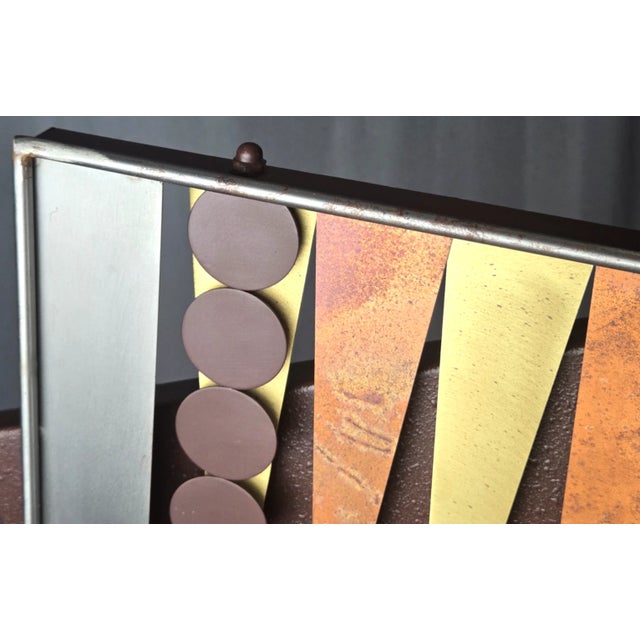 Backgammon Board Brutalist Metal Wall Sculpture Signed C. Jere for Artisan House For Sale - Image 12 of 16