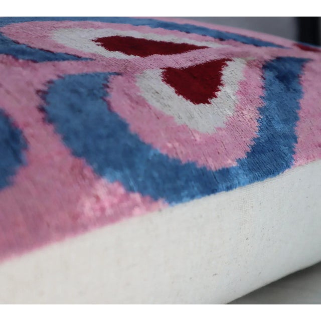 Pink Handmade Pink Silk Velvet Throw Pillow & Down Insert For Sale - Image 8 of 12