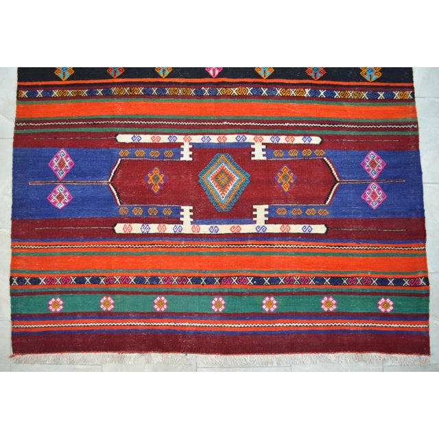 1960s Vintage Turkish Kilim Handwoven Area Rug For Sale - Image 9 of 12