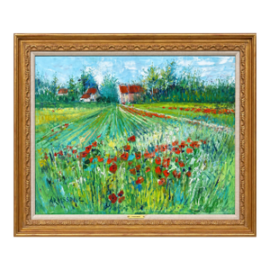 Mid‑Century Yolanda Ardissonne “Poppies” Oil on Canvas Landscape Painting