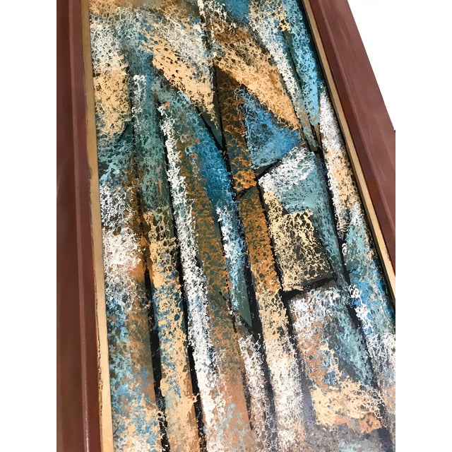 Wood Original Signed 1950s Mid Century Abstract Expressionist Painting, Framed For Sale - Image 7 of 10