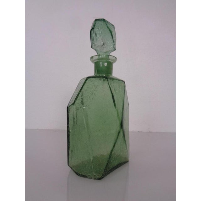 Green Green Craquele Glass Decanter with Stopper, France, 1960s For Sale - Image 8 of 18
