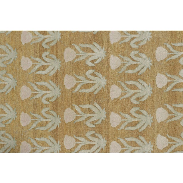Modern Rug & Kilim’s Block Print Rug Design With Pink and Green Floral Patterns For Sale - Image 3 of 7
