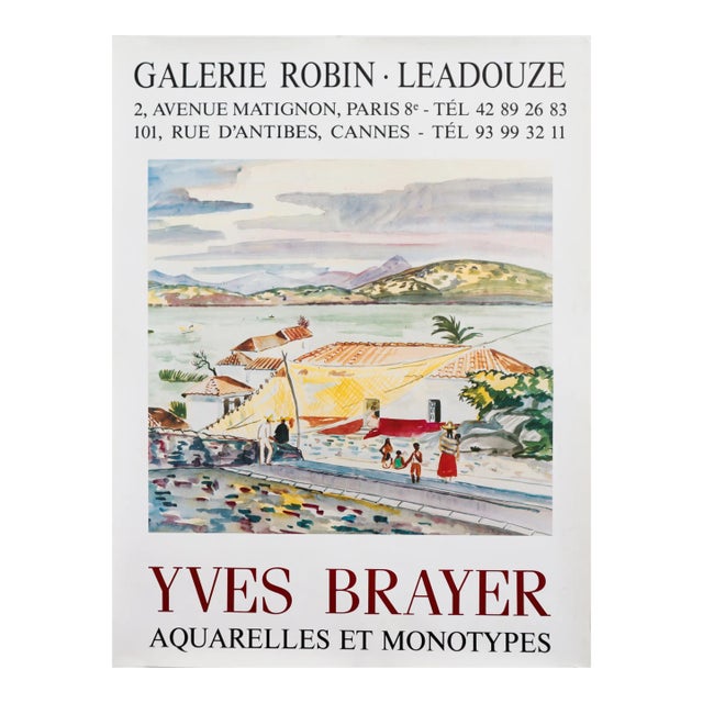 1960's French Exhibition Poster - Yves Brayer, Aquarelles Et Monotypes - Galerie Robin-Leadouze For Sale