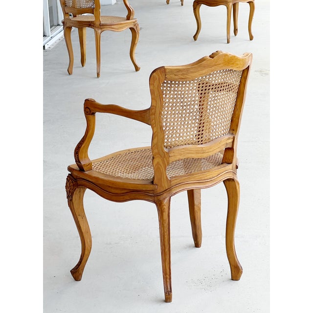 Pair of 1960s French Wood and Cane Arm Chairs Louis XV Style by Marie Albert For Sale In Miami - Image 6 of 18