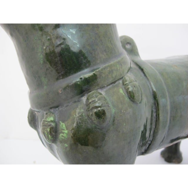 Chinese Green Glazed Dog Han Style Pottery Tomb Guardian Sculpture For Sale - Image 12 of 13