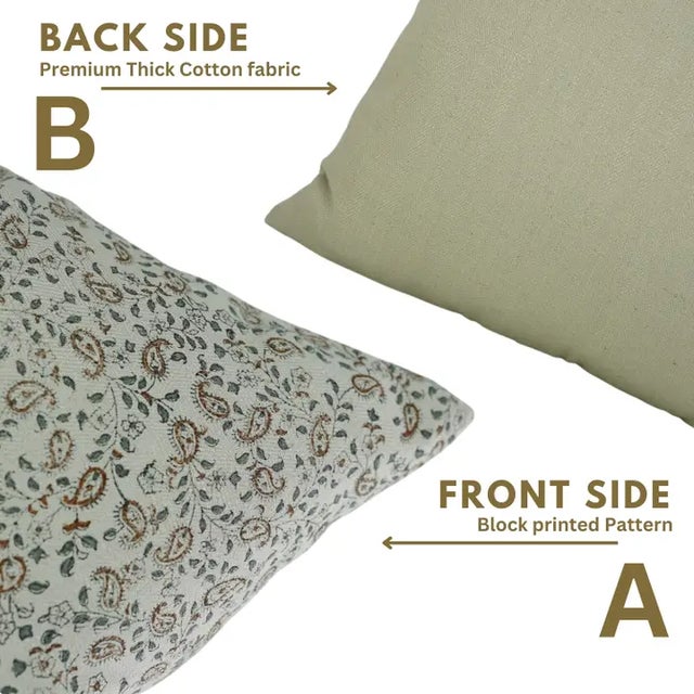 Not Yet Made - Made To Order Artisan Block Print Water Replicant Cushion Cover 14x14 Inch Cotton Linen- Keri Jaal For Sale - Image 5 of 6