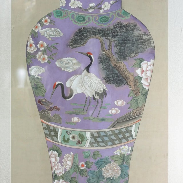 Set of Framed Four Chinese Paintings of Vases Hand-Painted Decorative Wall Art For Sale - Image 12 of 18