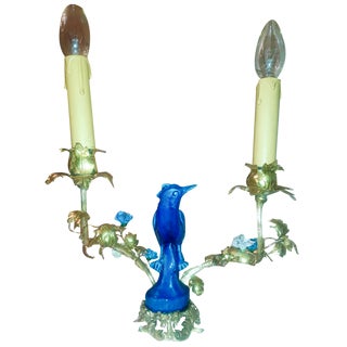 Candleholder Mounted as a Gilt Bronze Porcelain Bird Lamp For Sale