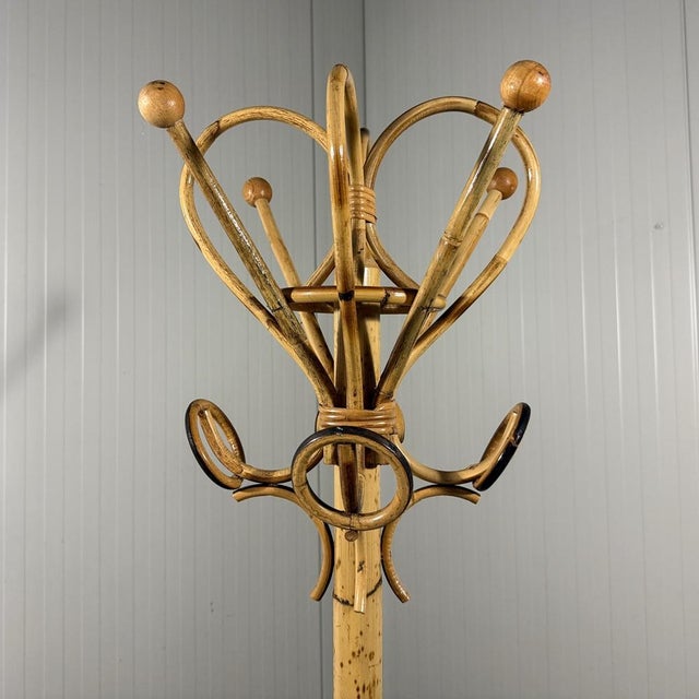 Rattan Standing Coat Rack, 1960s For Sale - Image 6 of 8