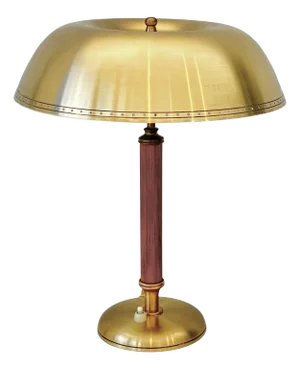 Vintage Swedish Table Lamp in Brass and Walnut from Boréns, 1940s