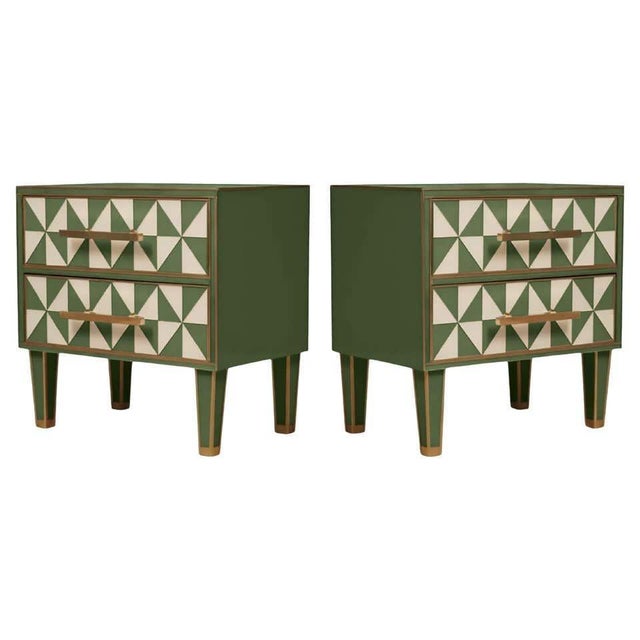 Italian Brass and Murano Glass Bedside Tables from Justfurnituress SRL, Set of 2 For Sale - Image 10 of 11