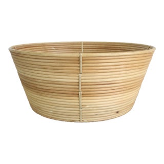 Large Rustic Coiled Rattan Basket 19.9" For Sale