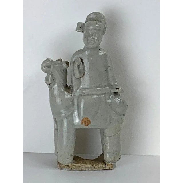 15th Century & Earlier Song Dynasty Chinese Celadon Porcelain Horse and Rider on Later Lucite Pedest For Sale - Image 11 of 13