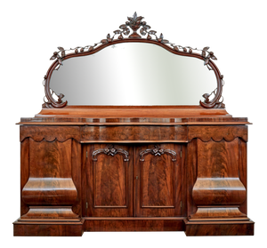 High Victorian Flame-Shaped Mahogany Sideboard with Mirror, 1860s