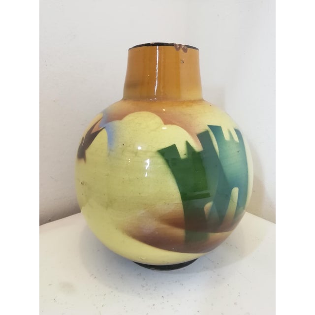 Beautiful ceramic vase painted using the airbrush technique from Civita Castellana. Unmistakable tower decoration typical...