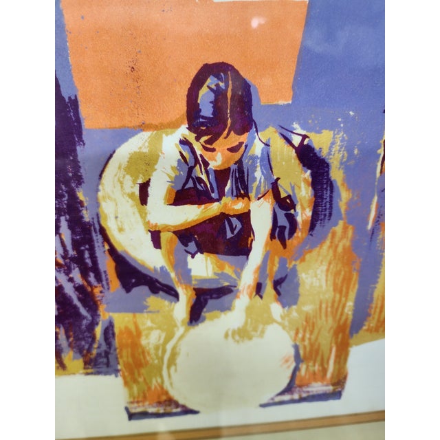 Paper Nicola Simbari Post Modern Seriograph 1968 Pencil Signed and Numbered Early Work Bright Colorful For Sale - Image 7 of 12