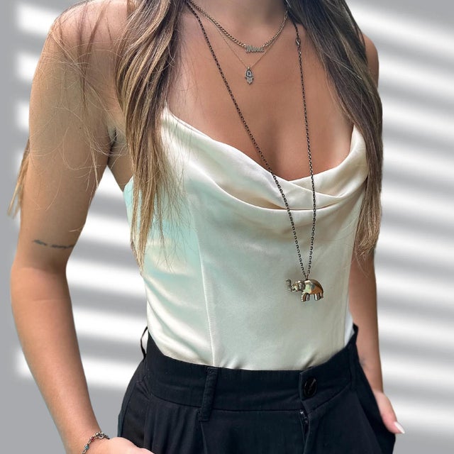 Symbol Of Luck Elephant Long Chain Necklace For Sale - Image 4 of 12