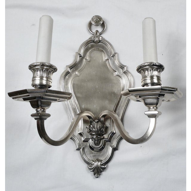 Late 18th Century Set of Four E. F. Caldwell Silver-Plated Bronze Georgian Style Sconces For Sale - Image 5 of 12