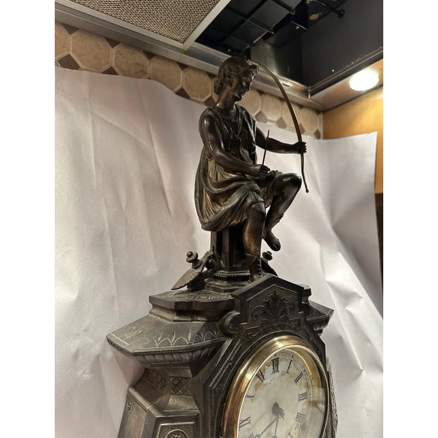 19th Century Nicholas Muller & Ansonia “Ulysses” Cast Metal Front Statue Mantel Clock For Sale In Los Angeles - Image 6 of 12