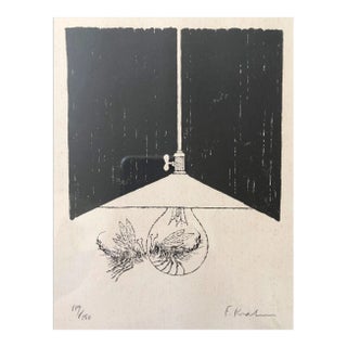 Lightbulb Love Bug Etching, Framed For Sale
