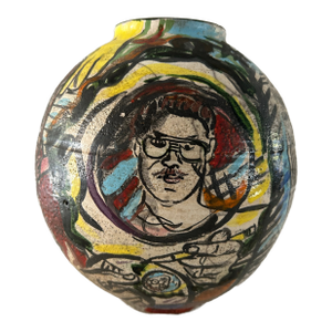 Late 20th Century Vintage Fine Art Ceramic Vase Decorated With Painted Imagery & Matte Glaze, Signed A.Binder
