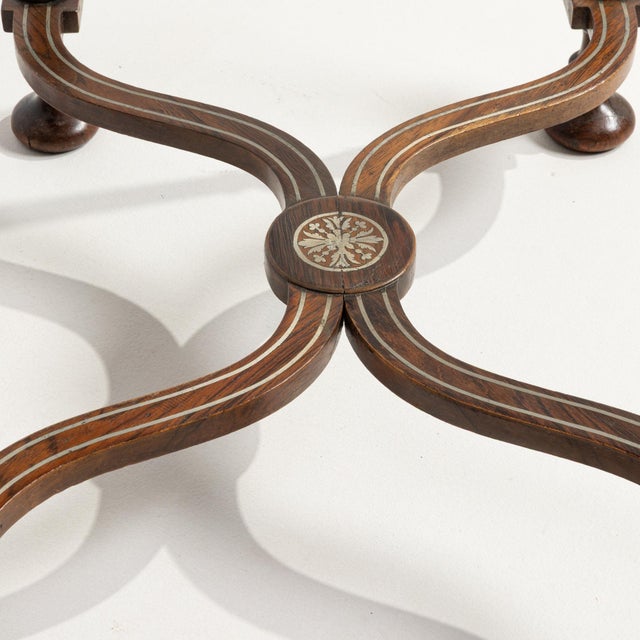 Brown 1880-1889 France Rich Walnut Brown Inlaid Walnut Side Table For Sale - Image 8 of 10